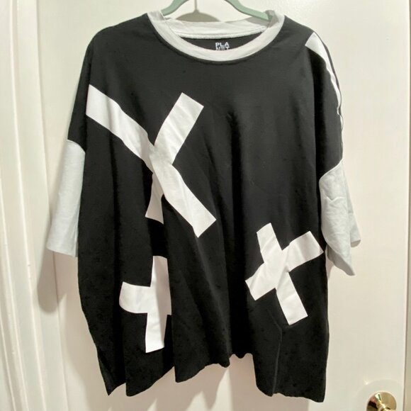 (4) Planet Lauren G. Lagenlook Punk Grunge Oversized Boxy Cotton Tunic Top OSFM - Picture 1 of 8